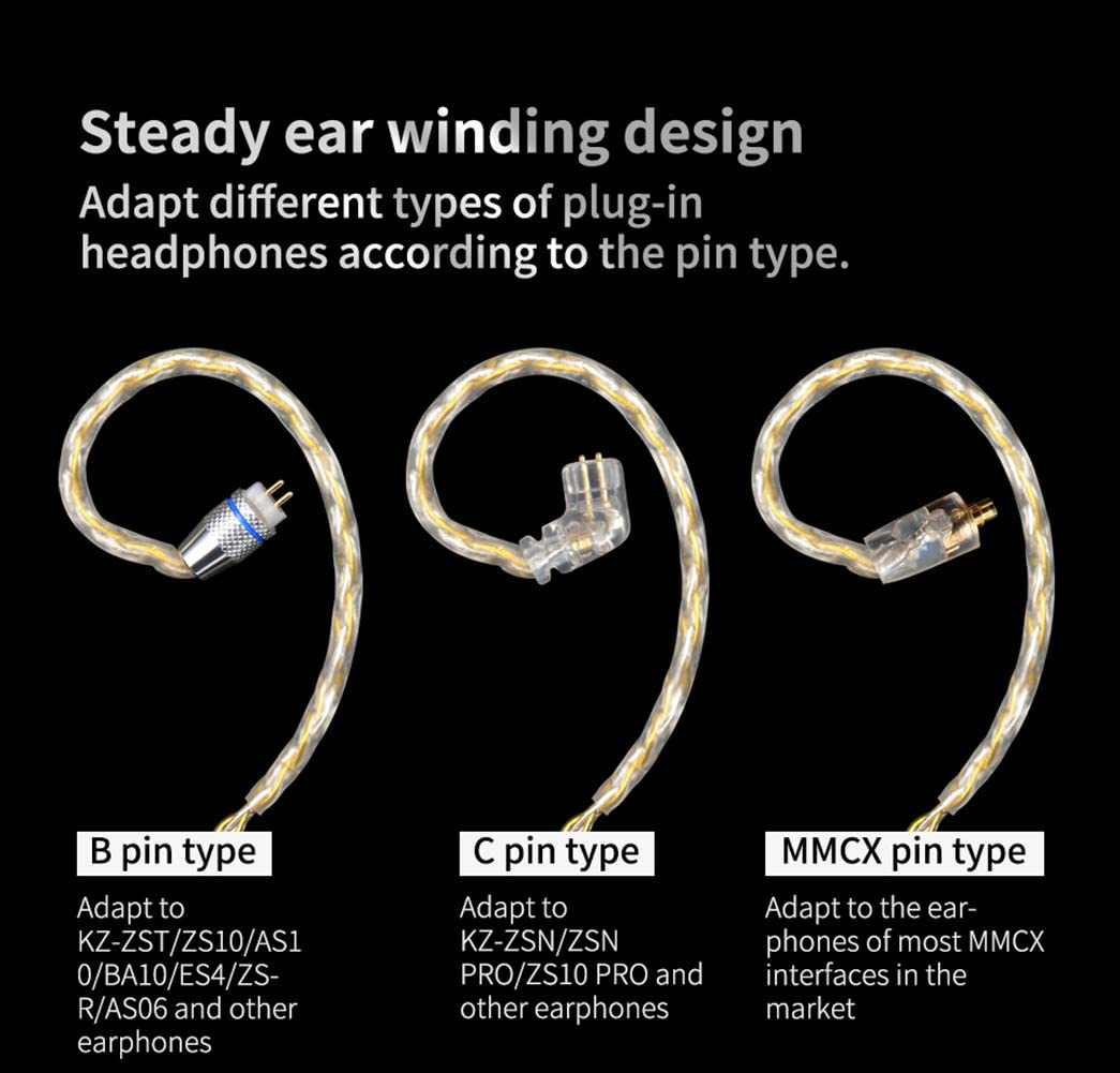 KZ - Replacement / upgrade cable - Gold & Silver - B/C/MMCX